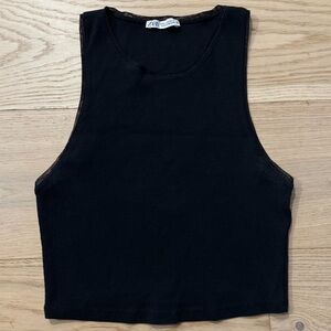Zara Crop Top Tank, Black